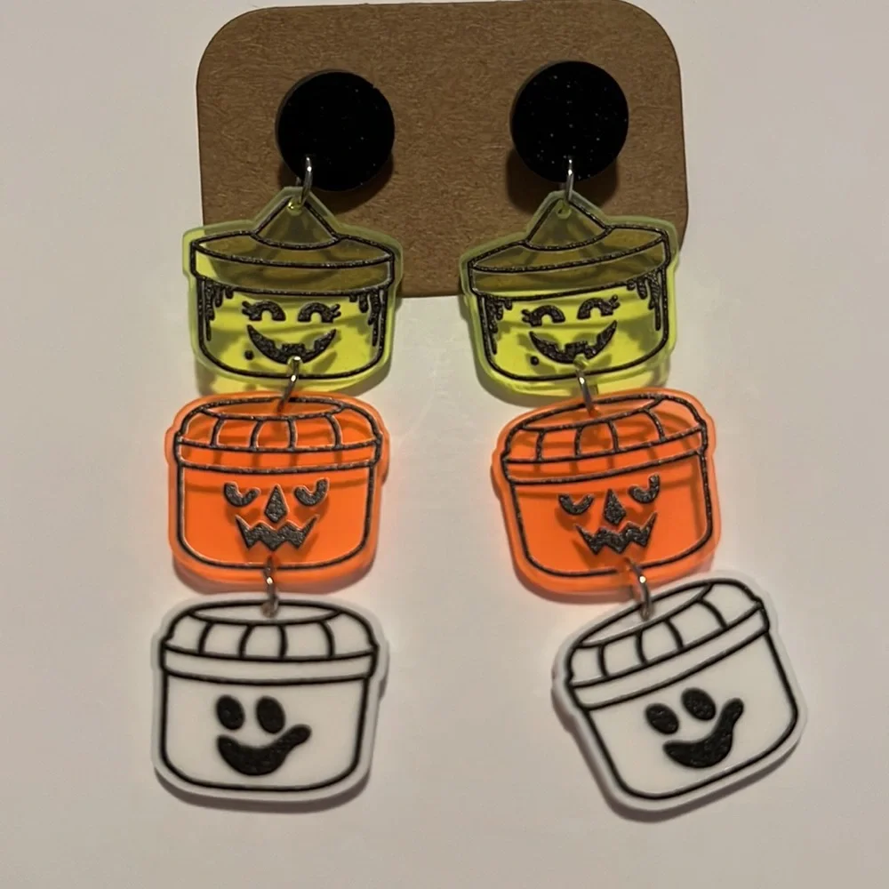 Halloween Pail Dangle Earrings